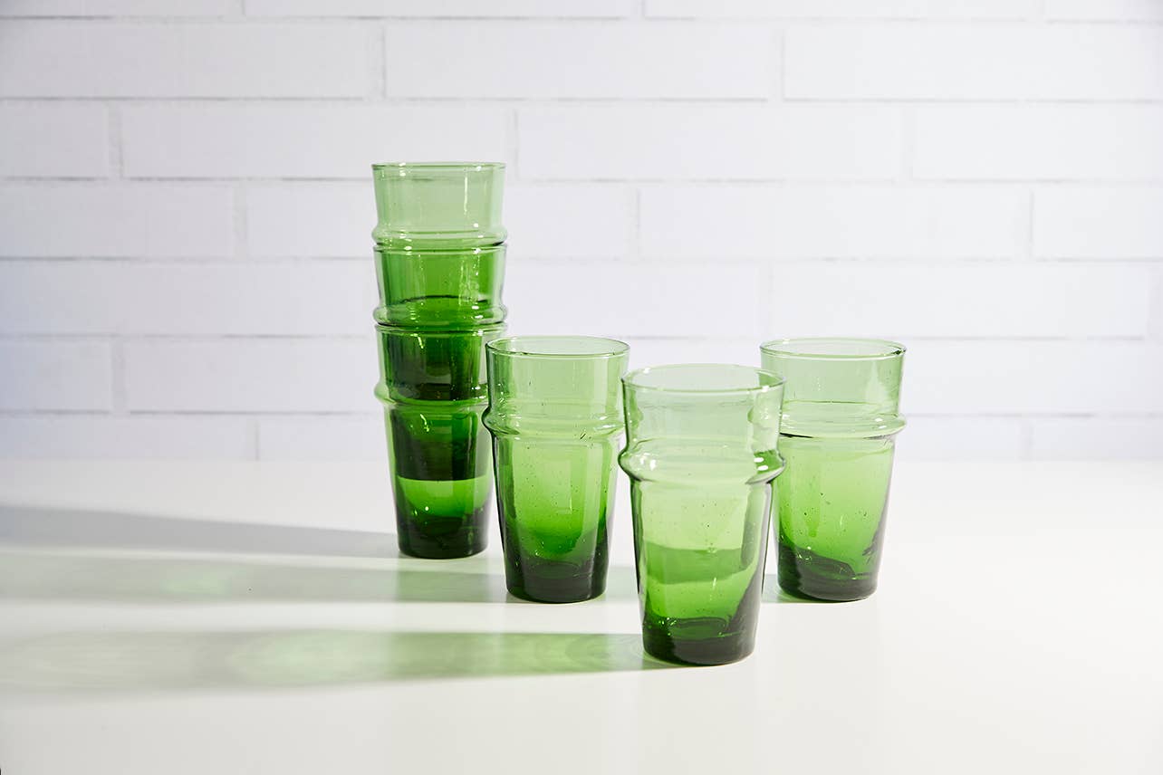 Moroccan Beldi Glassware | Green