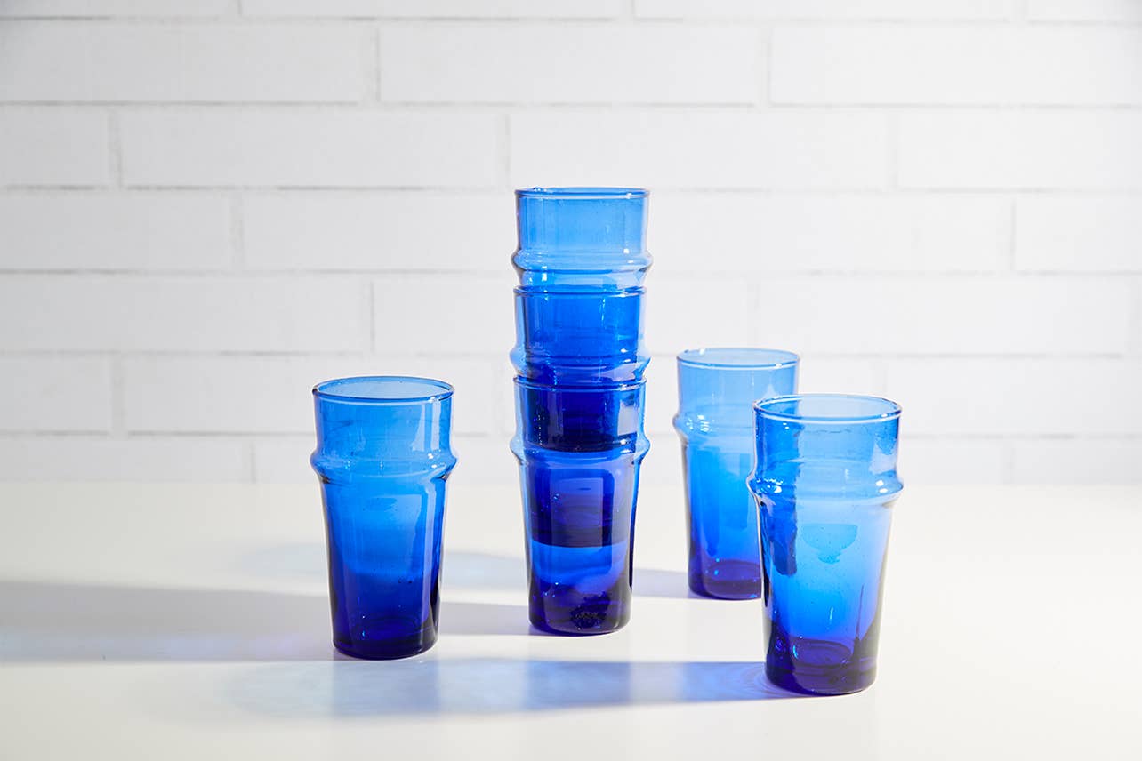 Moroccan Beldi Glassware | Blue