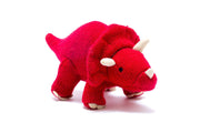 Knitted Triceratops Dinosaur Baby Rattle | Red