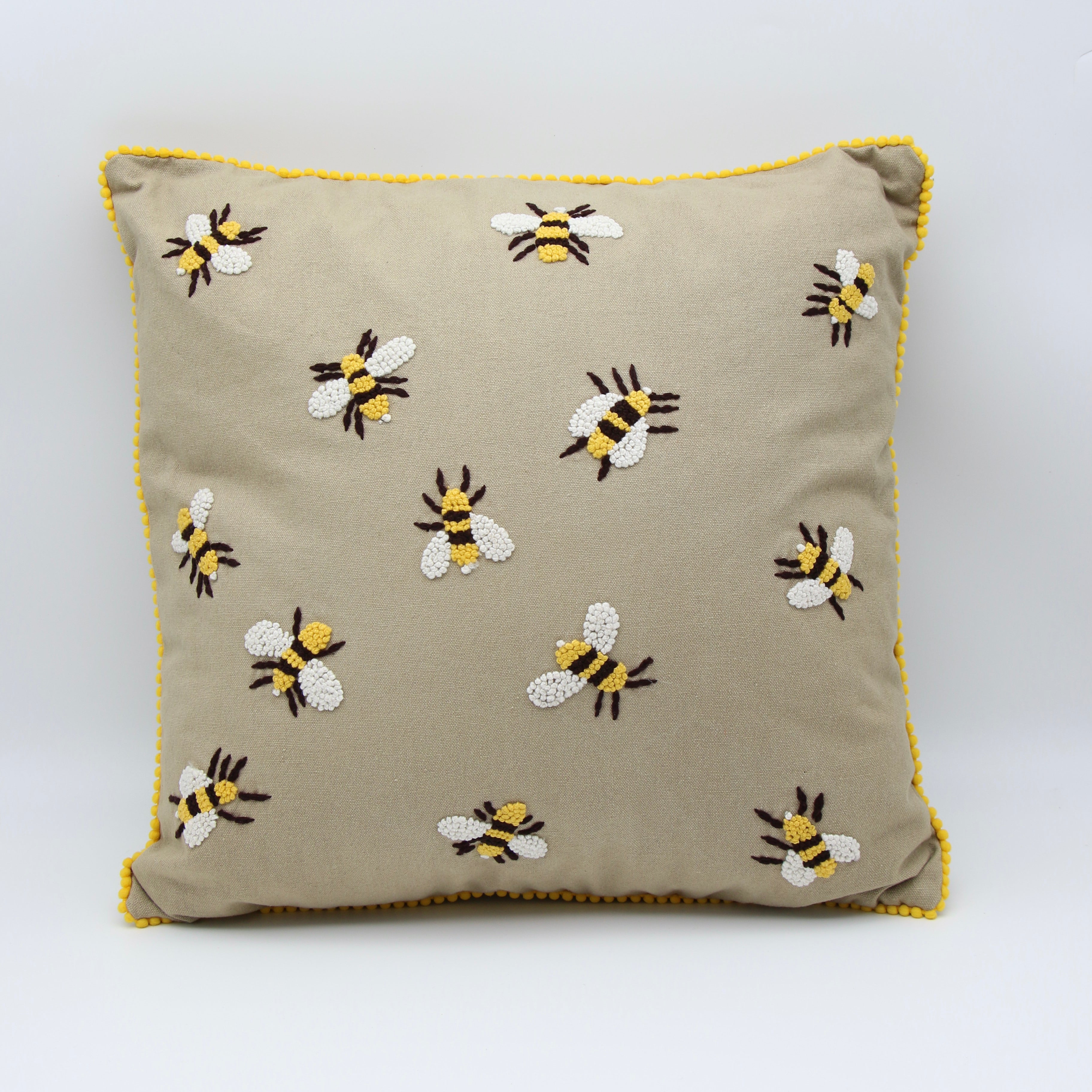 Kaki Dancing Knotted Bees Pillow 18x18"