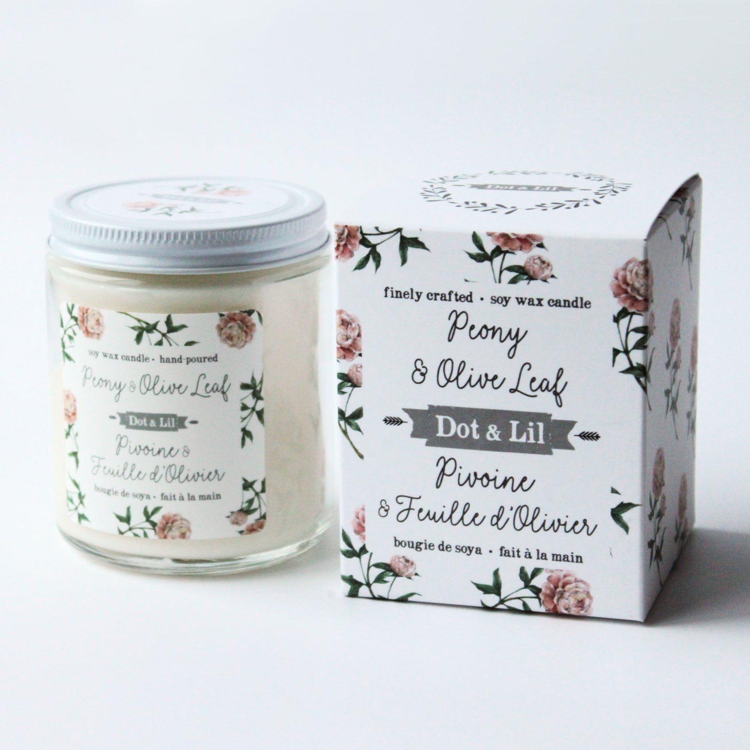 Peony & Olive Leaf Candle